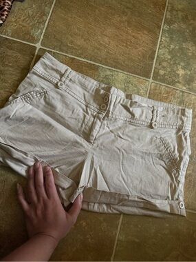 Women's Casual Cream Cotton Blend  mini Shorts